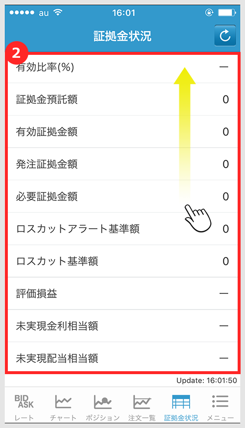 証拠金状況画面