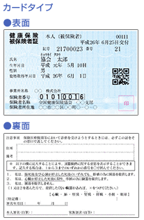 各種健康保険証(カードタイプ)