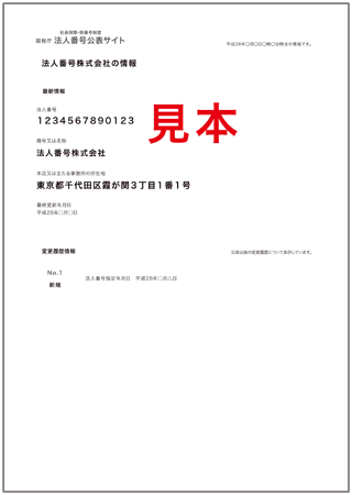 法人番号印刷書類