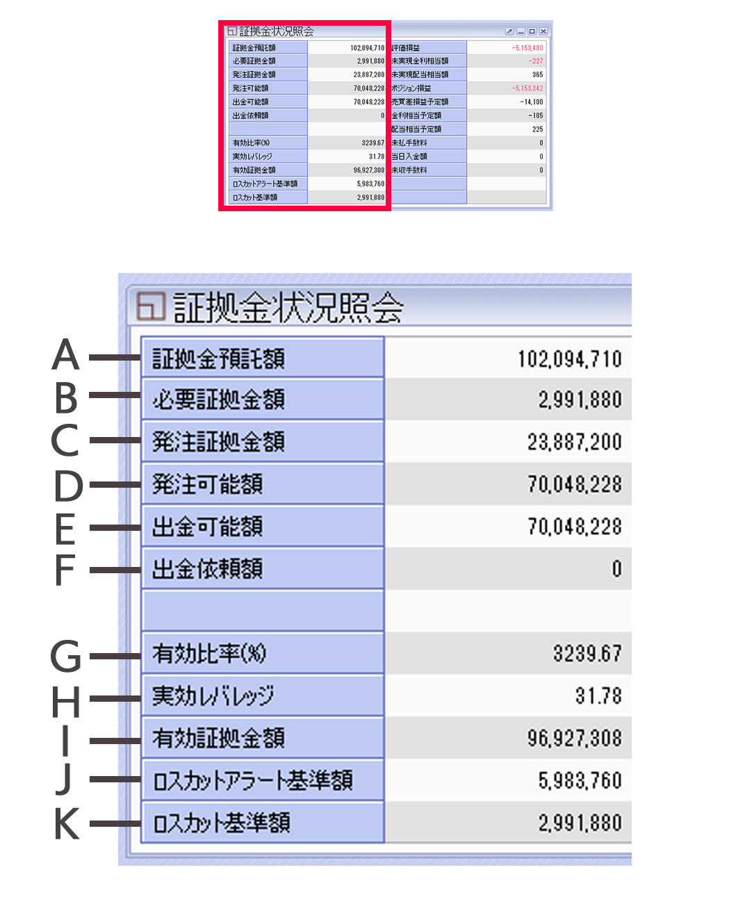 PC取引ツール証拠金状況照会（口座状況）