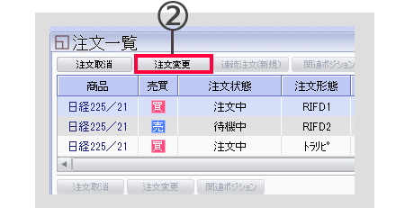 PC取引ツール注文の変更