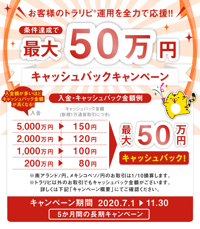最大50万円キャッシュバックキャンペーン(2020/7-2020/11月期)