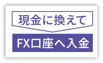 現金に換えてFX口座へ入金