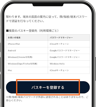 パスキー設定画面イメージ6