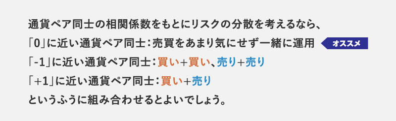 「0」に近い通貨ペア同士：売買をあまり気にせず一緒に運用