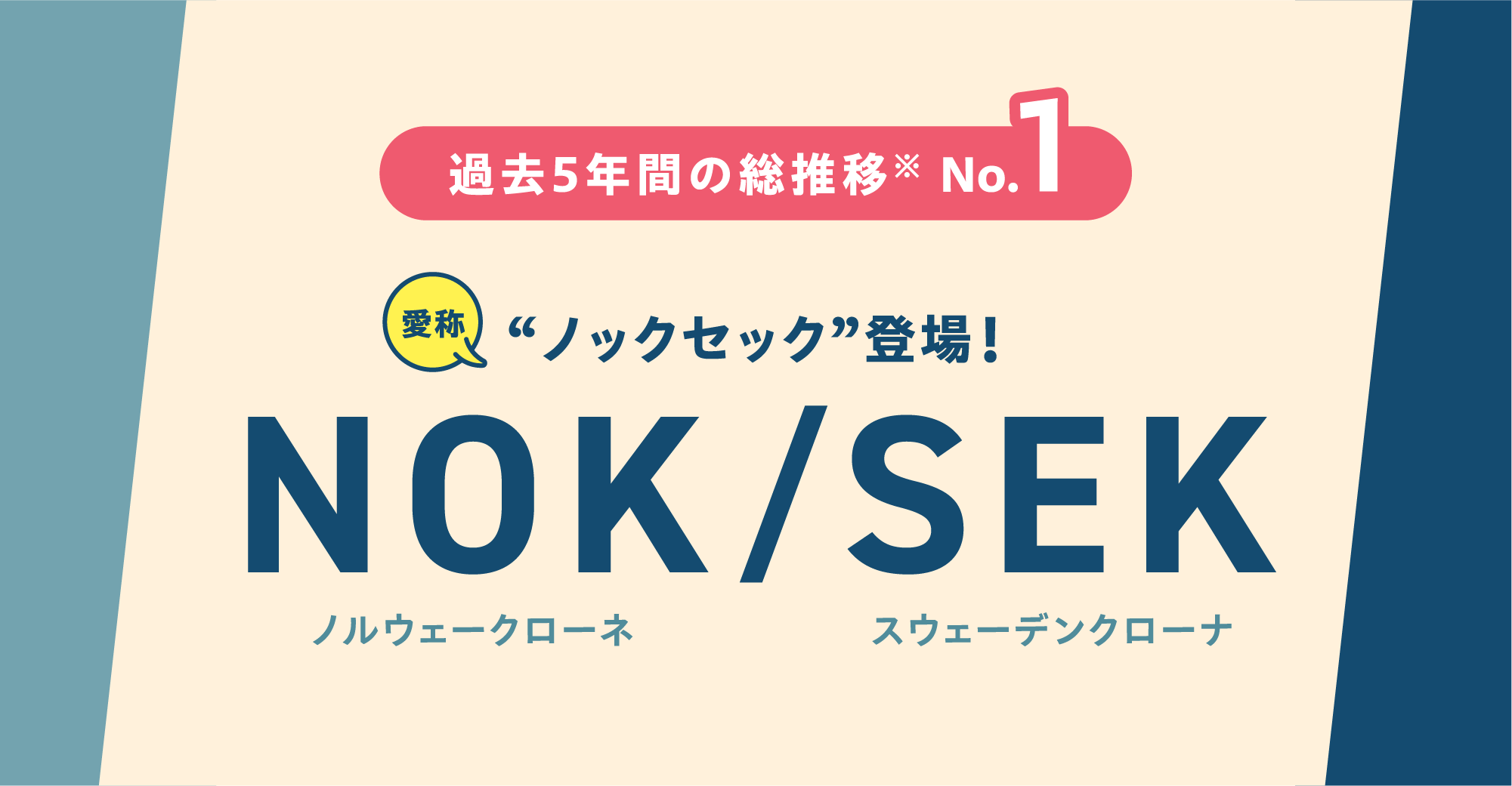 過去5年間の総推移No.1 NOK/SEK(ノックセック)登場!